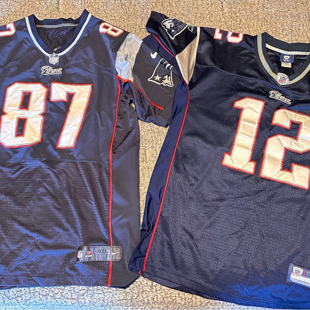 Nike Navy and Silver Football Jerseys